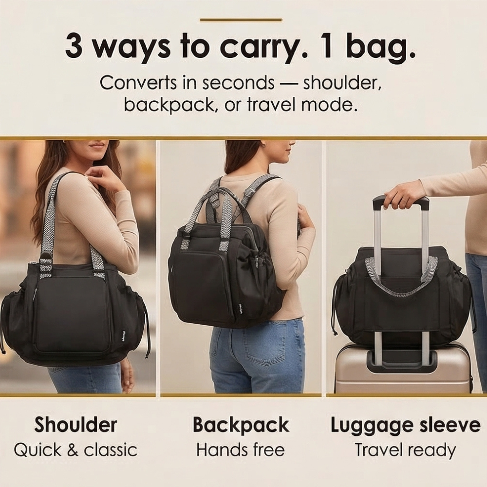 Tragetasche mit Rucksackgurten – 15 Taschen