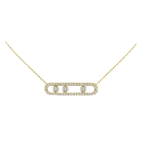 Collar de 3 diamantes, ajustable de 40–45 cm, acero chapado en oro/plata