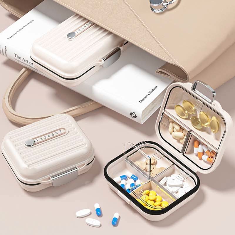 PillSafe Mini Portable Pillbox — Seven Individual Compartments, Triple Seal
