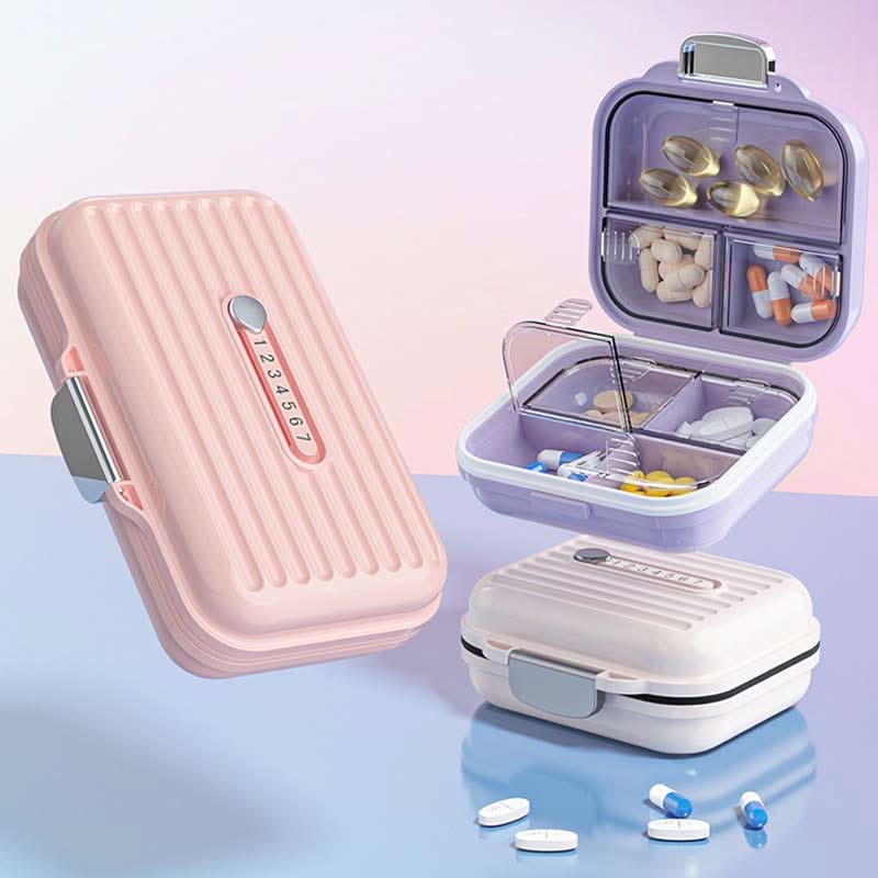 PillSafe Mini Portable Pillbox — Seven Individual Compartments, Triple Seal