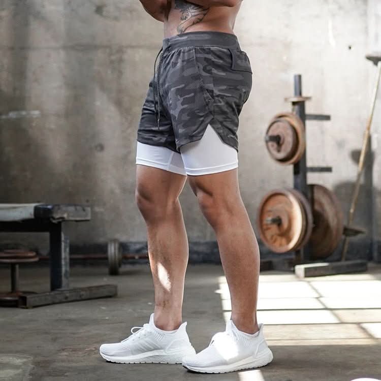 Trailcrest Men's Camo Shorts — Breathable Sporty Design, Comfortable Adjustable Fit