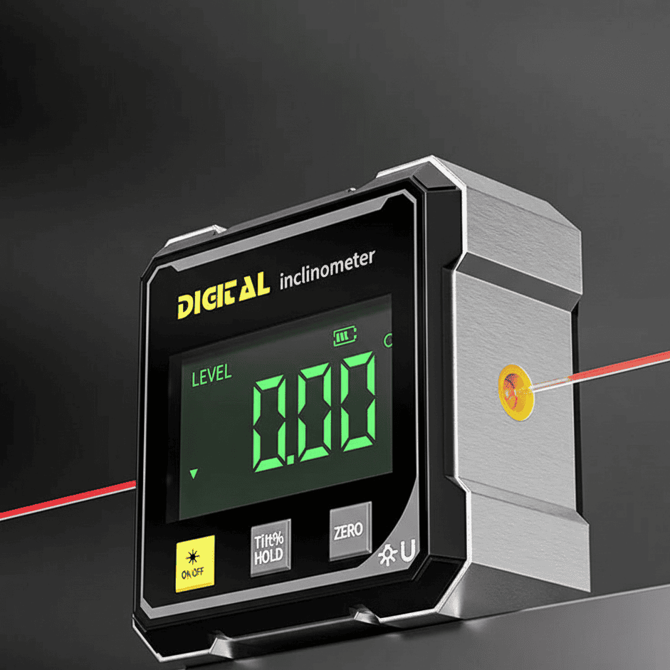 PrimeLine Magnetic Base Digital Angle Gauge — 0–360° Readings, ±0.1° Accuracy