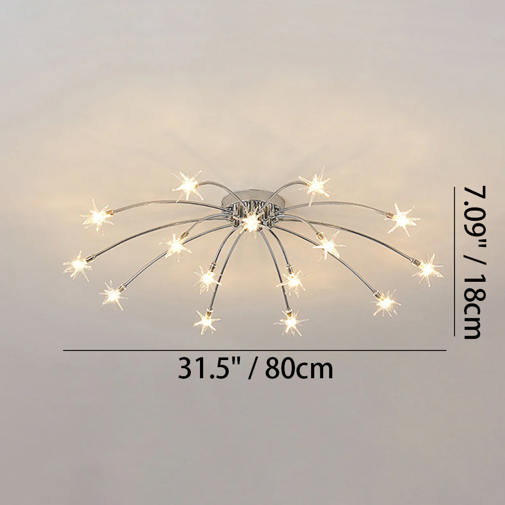 Modern LED-taklampa — utanpåliggande halvinfälld montering, metall och glas