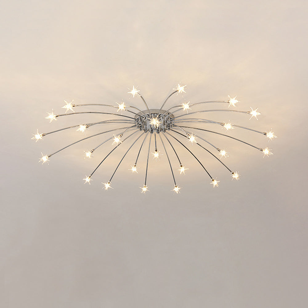 Modern LED-taklampa — utanpåliggande halvinfälld montering, metall och glas