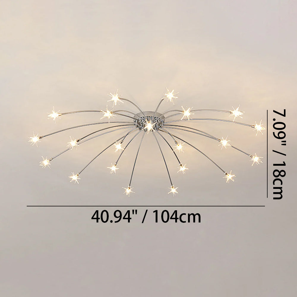 Modern LED-taklampa — utanpåliggande halvinfälld montering, metall och glas