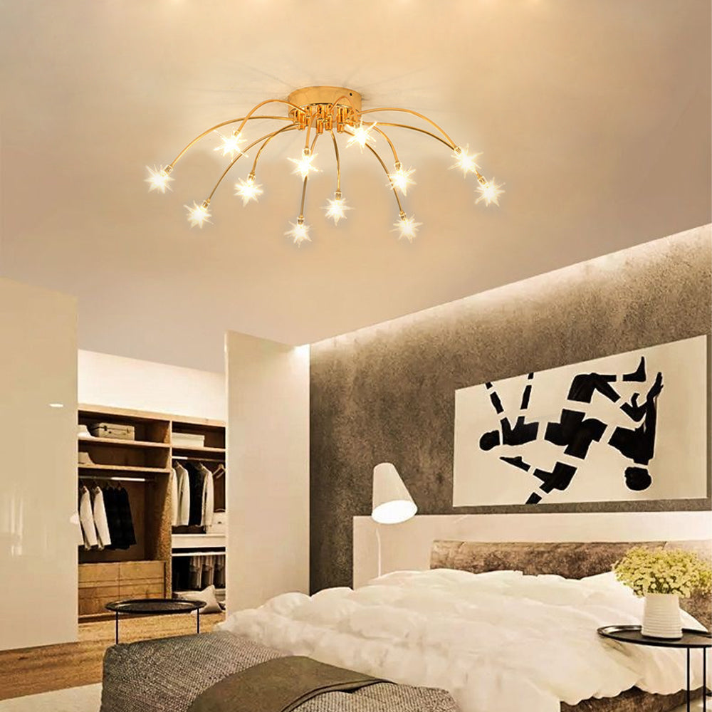 Modern LED-taklampa — utanpåliggande halvinfälld montering, metall och glas