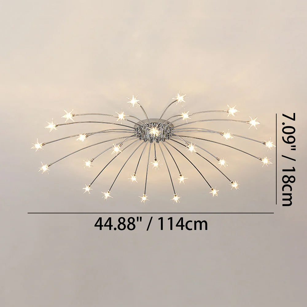 Modern LED-taklampa — utanpåliggande halvinfälld montering, metall och glas