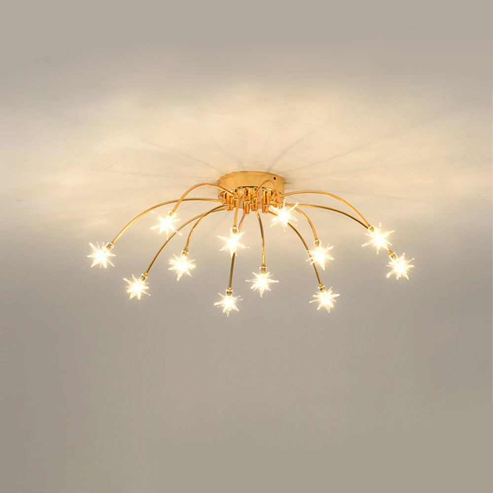 Modern LED-taklampa — utanpåliggande halvinfälld montering, metall och glas