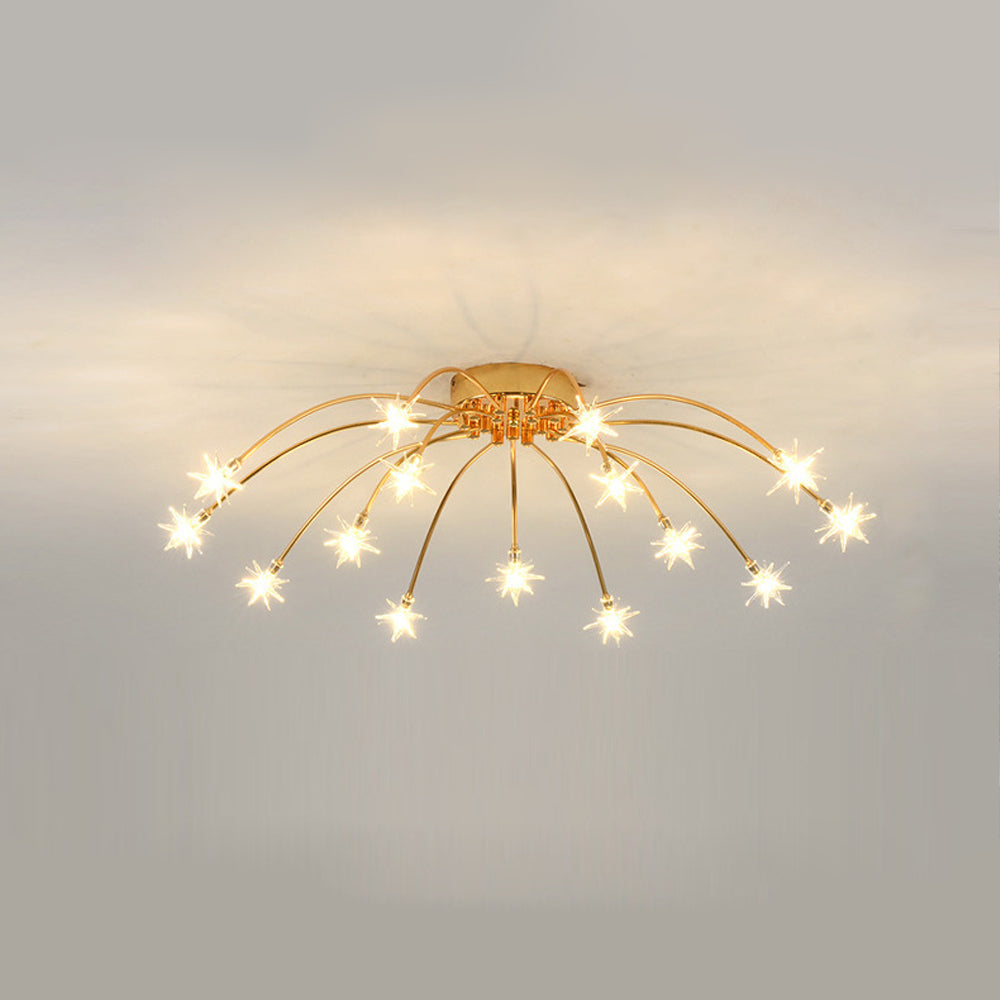 Modern LED-taklampa — utanpåliggande halvinfälld montering, metall och glas
