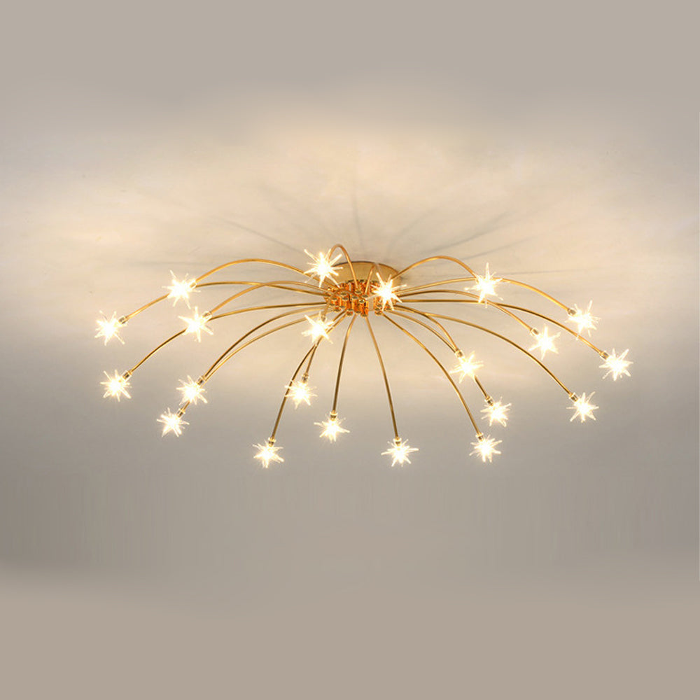 Modern LED-taklampa — utanpåliggande halvinfälld montering, metall och glas
