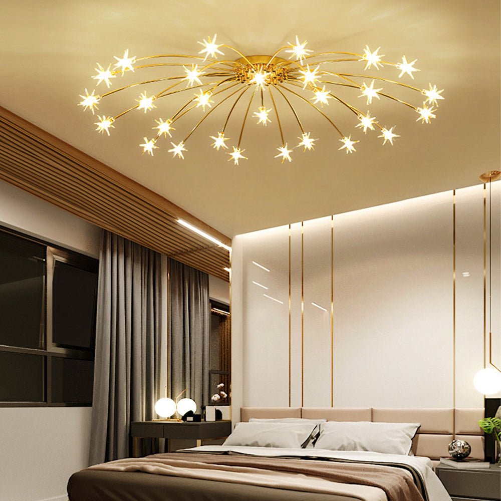 Modern LED-taklampa — utanpåliggande halvinfälld montering, metall och glas