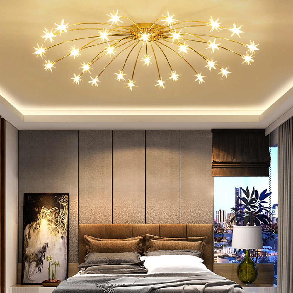 Modern LED-taklampa — utanpåliggande halvinfälld montering, metall och glas