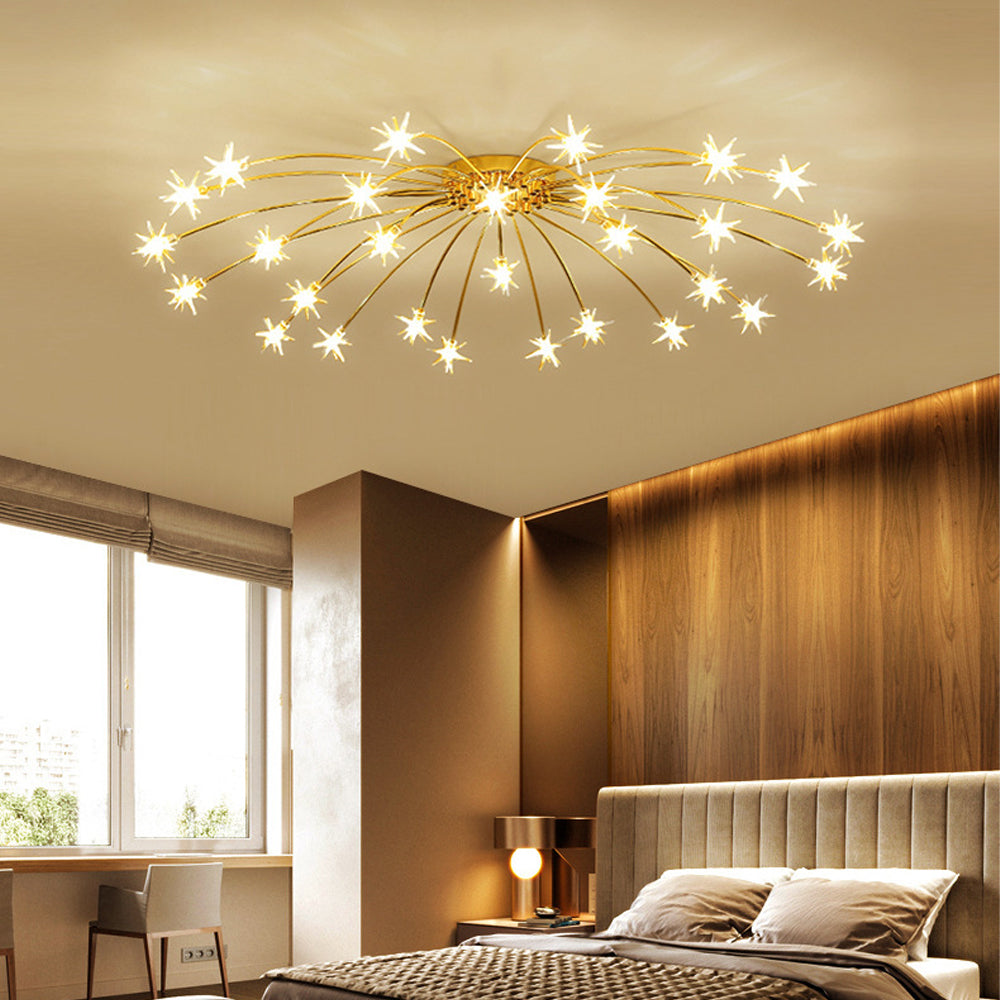Modern LED-taklampa — utanpåliggande halvinfälld montering, metall och glas