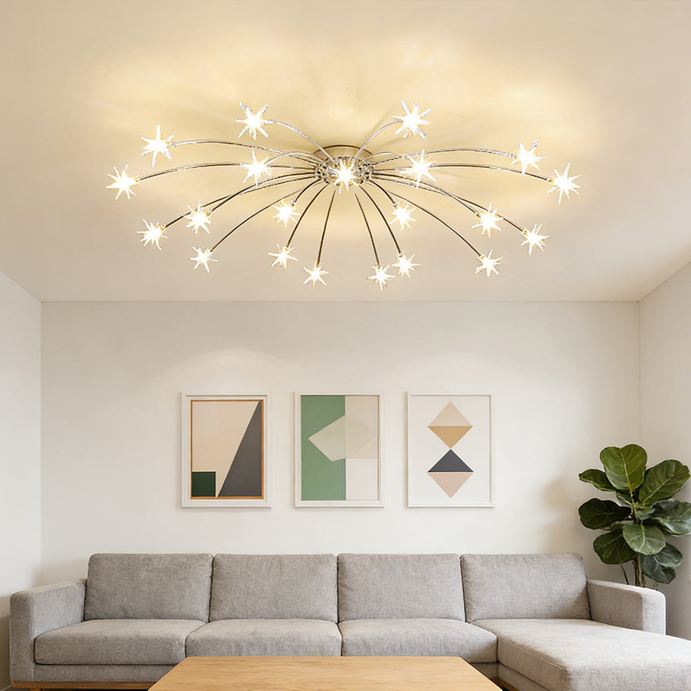Modern LED-taklampa — utanpåliggande halvinfälld montering, metall och glas