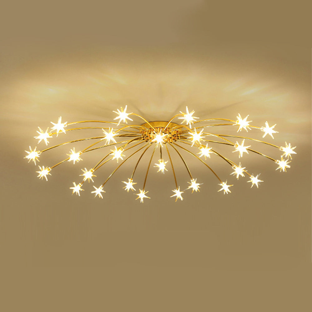 Modern LED-taklampa — utanpåliggande halvinfälld montering, metall och glas