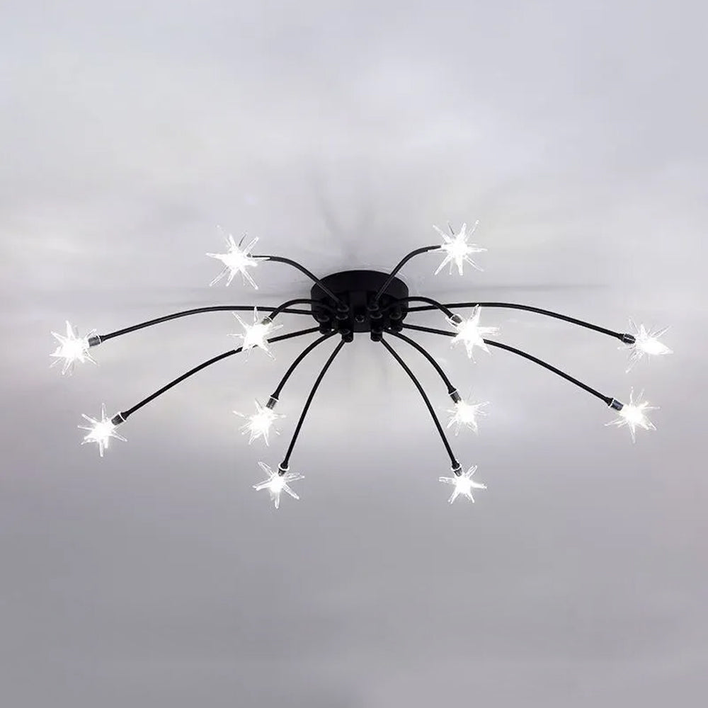 Modern LED-taklampa — utanpåliggande halvinfälld montering, metall och glas