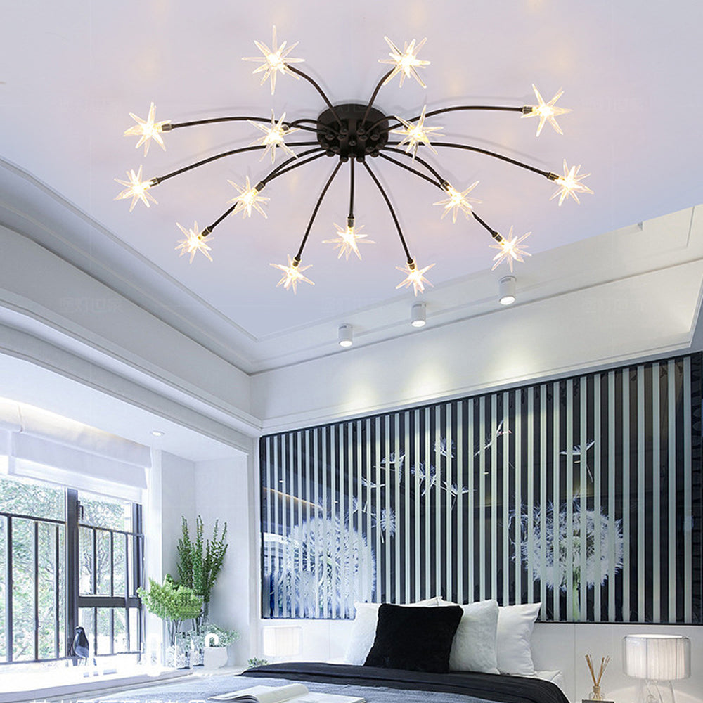 Modern LED-taklampa — utanpåliggande halvinfälld montering, metall och glas