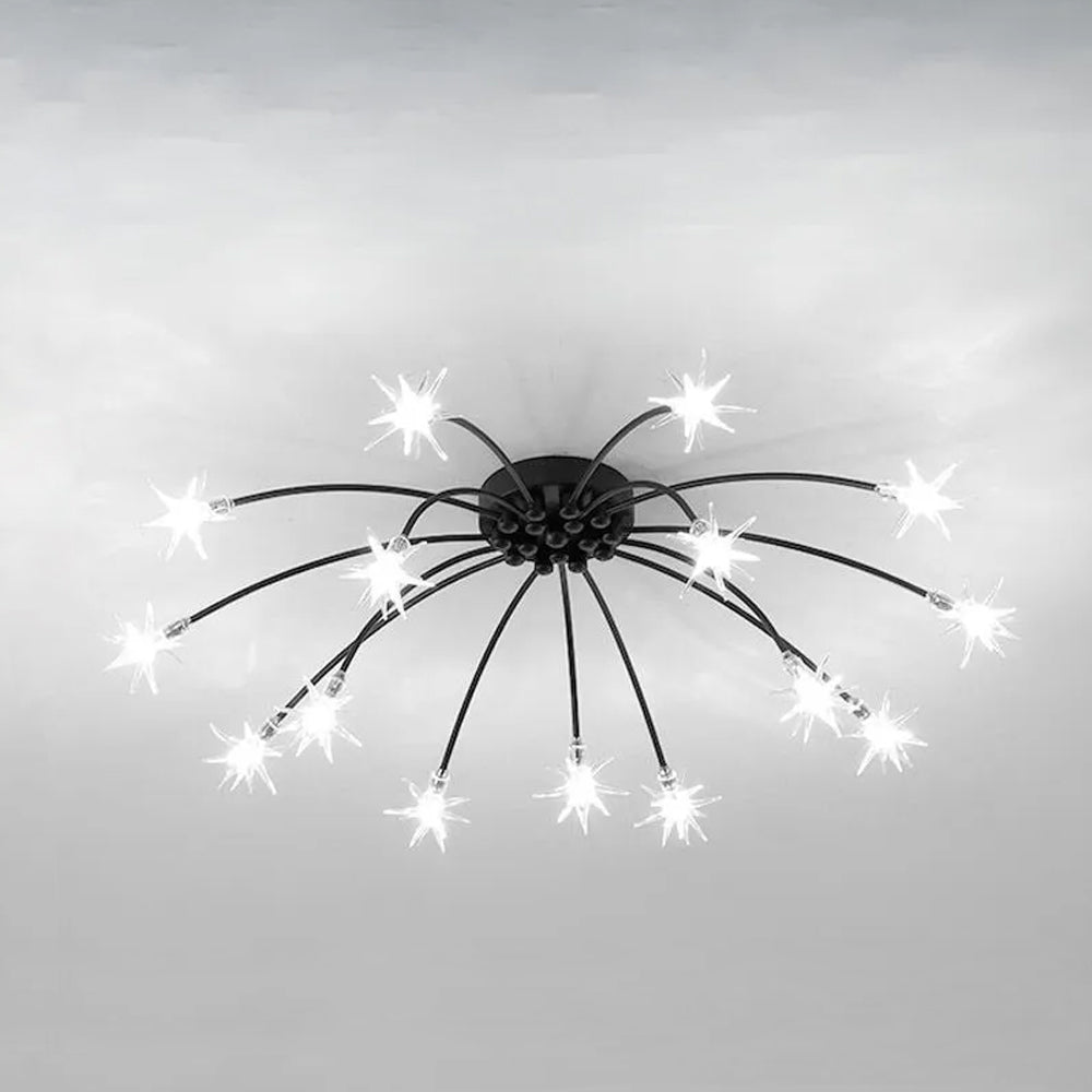 Modern LED-taklampa — utanpåliggande halvinfälld montering, metall och glas