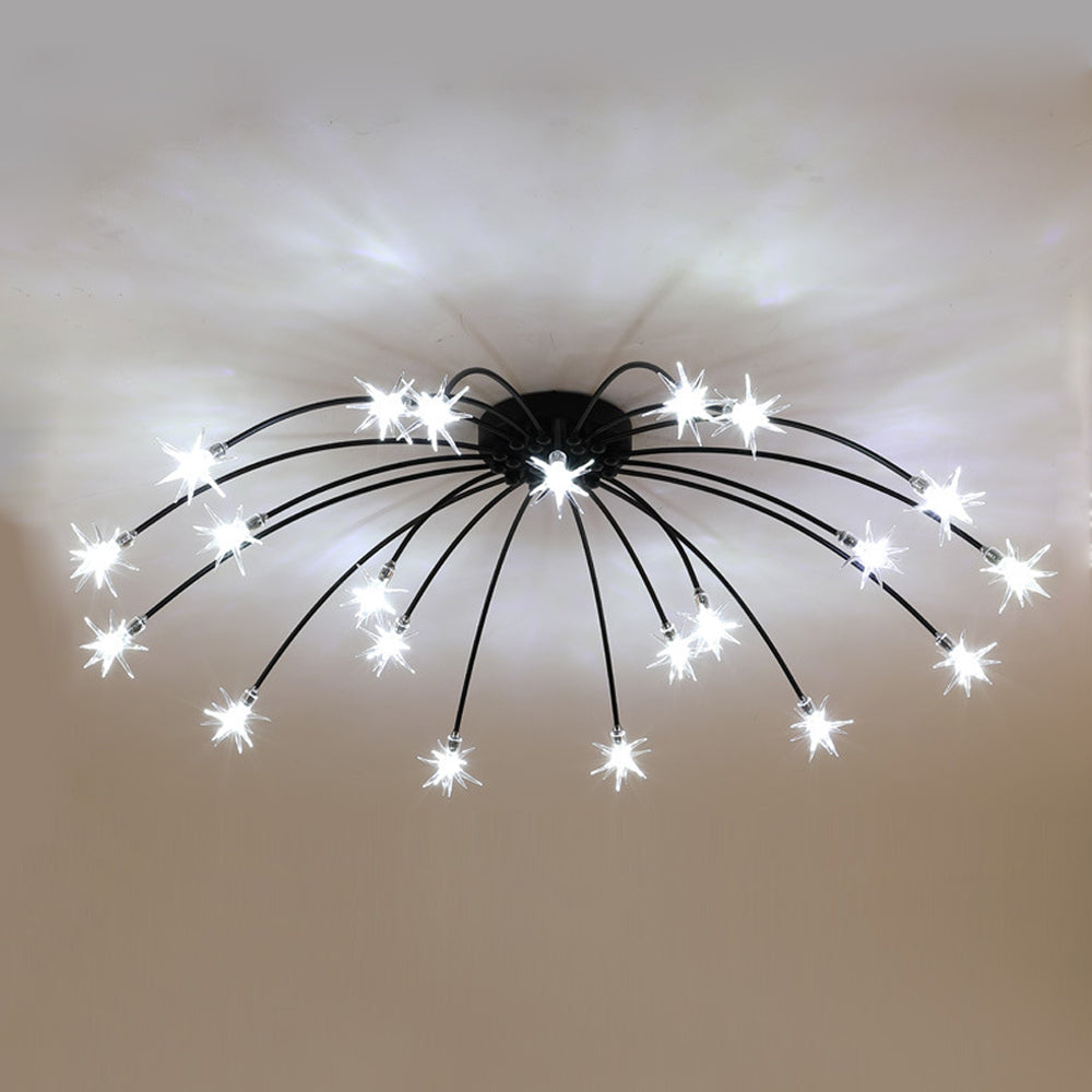 Modern LED-taklampa — utanpåliggande halvinfälld montering, metall och glas