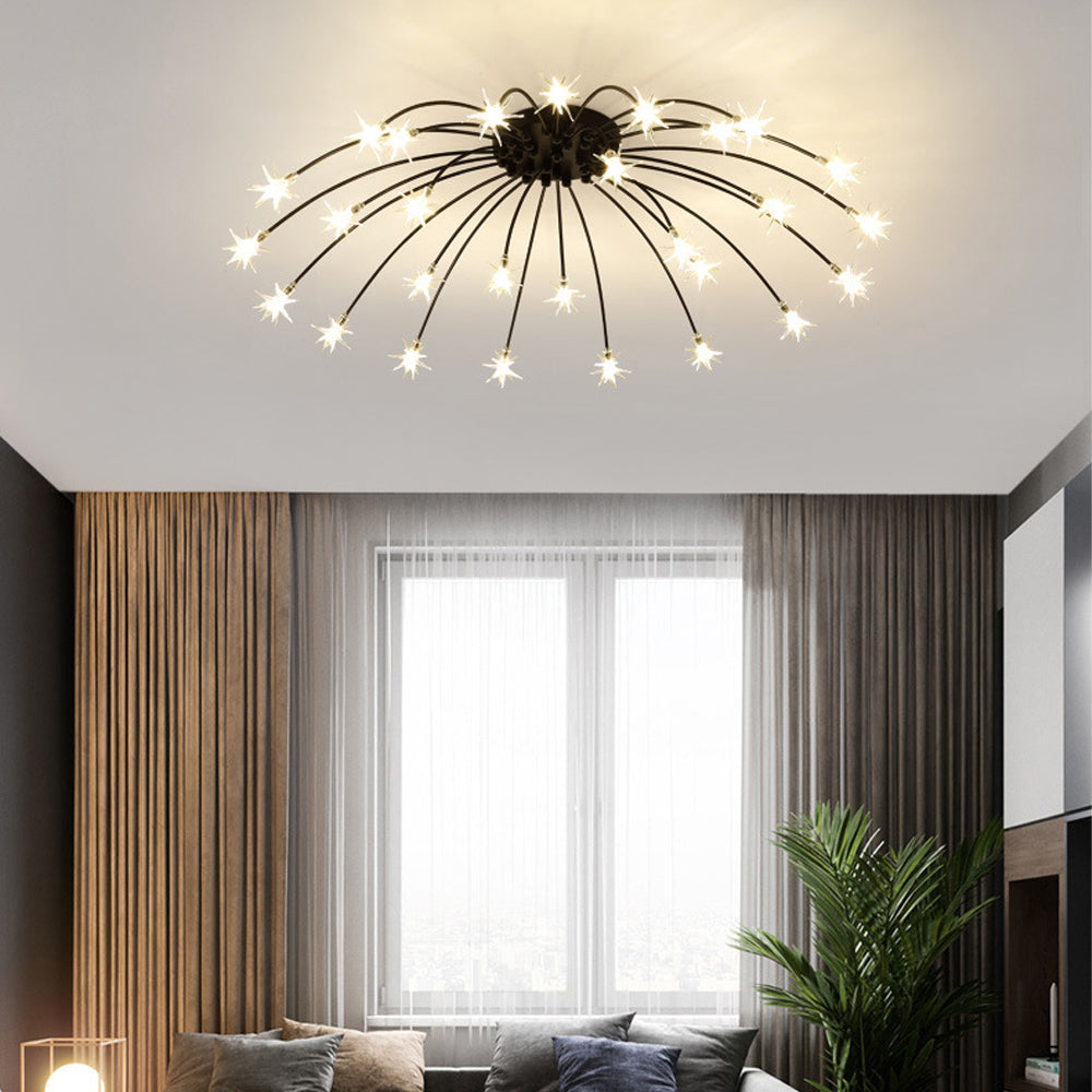 Modern LED-taklampa — utanpåliggande halvinfälld montering, metall och glas