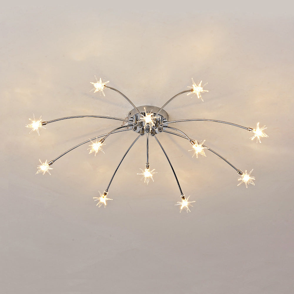 Modern LED-taklampa — utanpåliggande halvinfälld montering, metall och glas