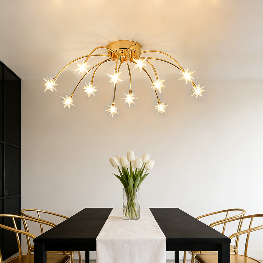 Modern LED-taklampa — utanpåliggande halvinfälld montering, metall och glas