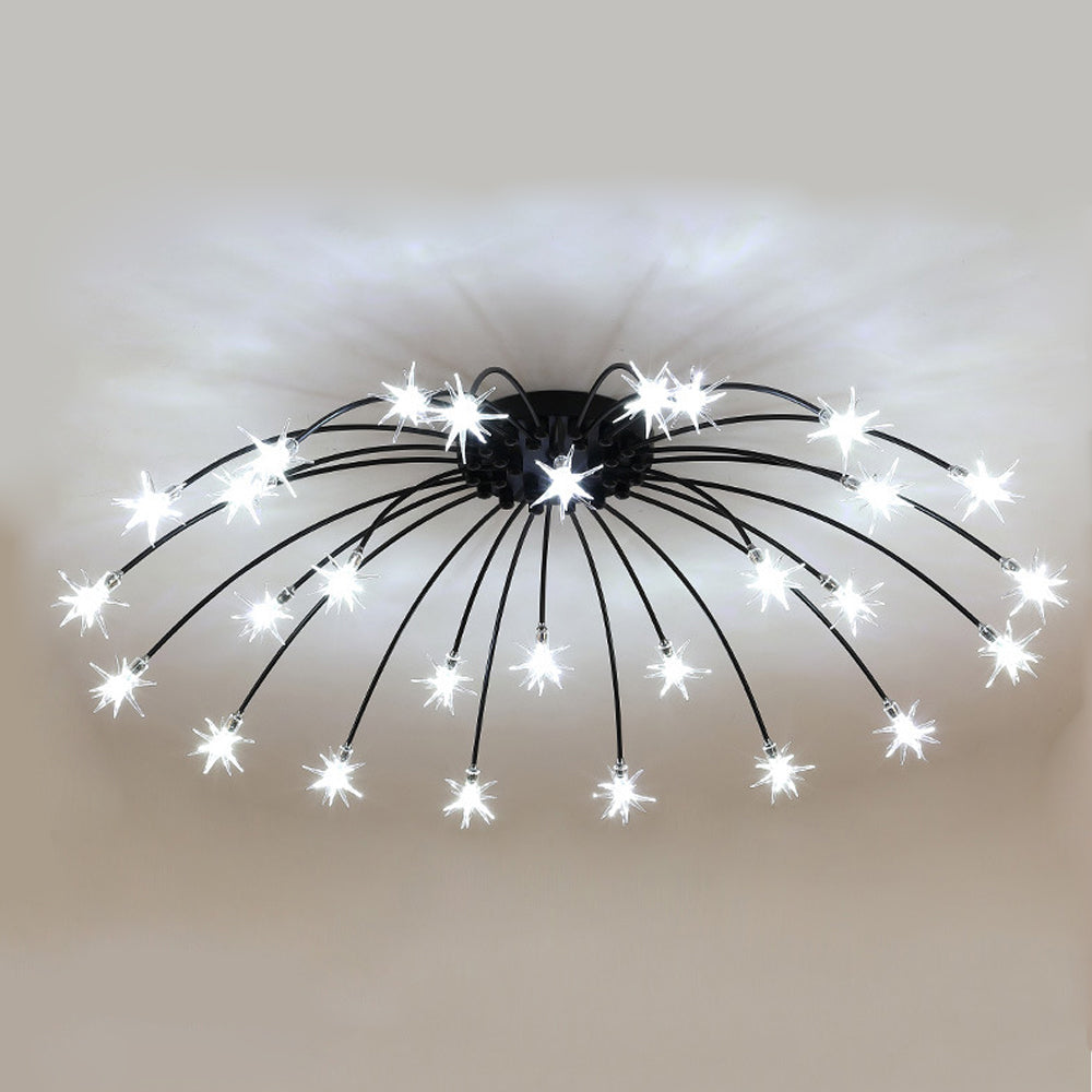 Modern LED-taklampa — utanpåliggande halvinfälld montering, metall och glas