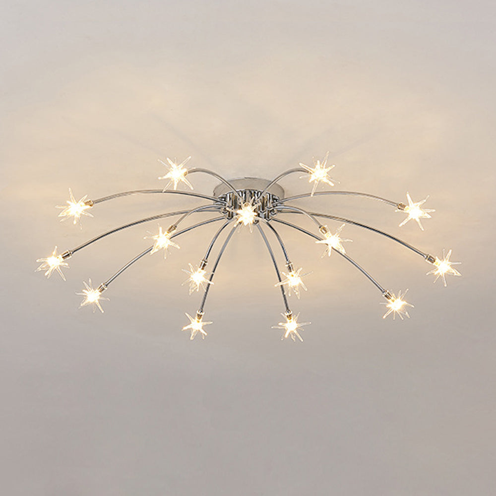 Modern LED-taklampa — utanpåliggande halvinfälld montering, metall och glas
