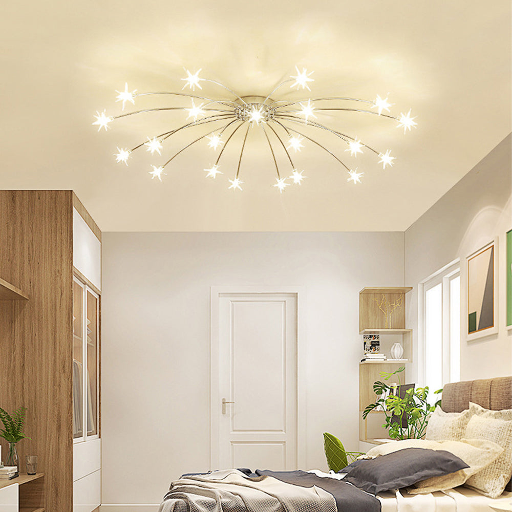 Modern LED-taklampa — utanpåliggande halvinfälld montering, metall och glas