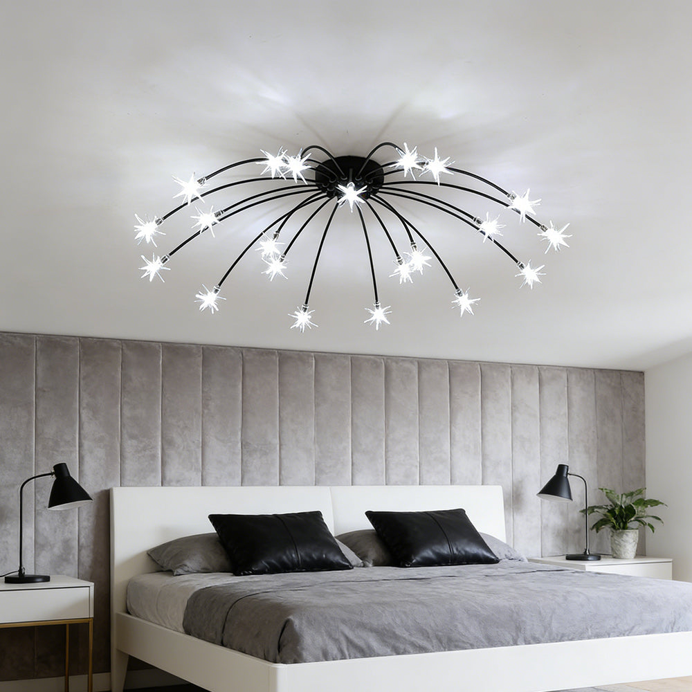 Modern LED-taklampa — utanpåliggande halvinfälld montering, metall och glas