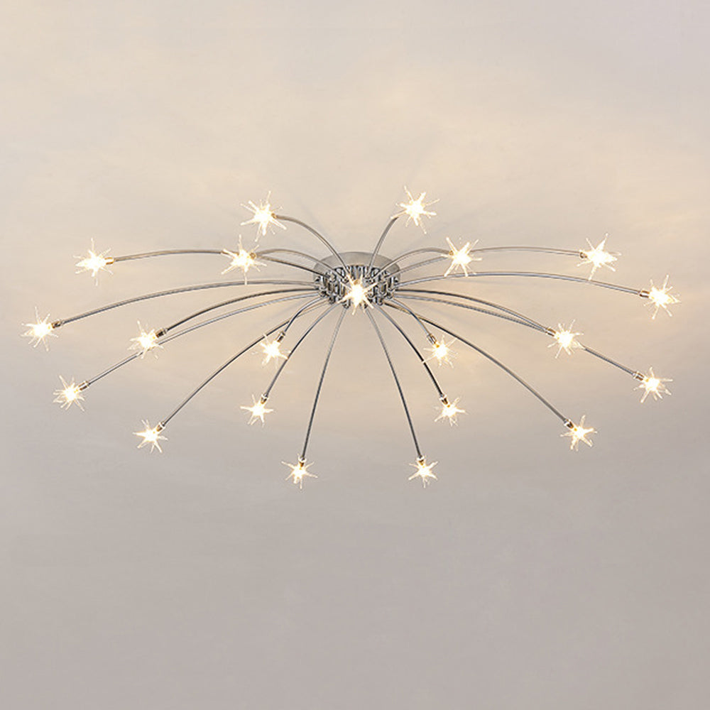 Modern LED-taklampa — utanpåliggande halvinfälld montering, metall och glas