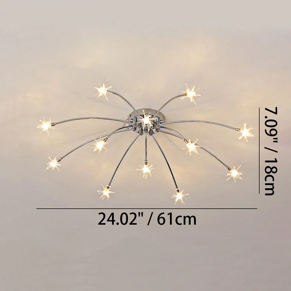 Modern LED-taklampa — utanpåliggande halvinfälld montering, metall och glas