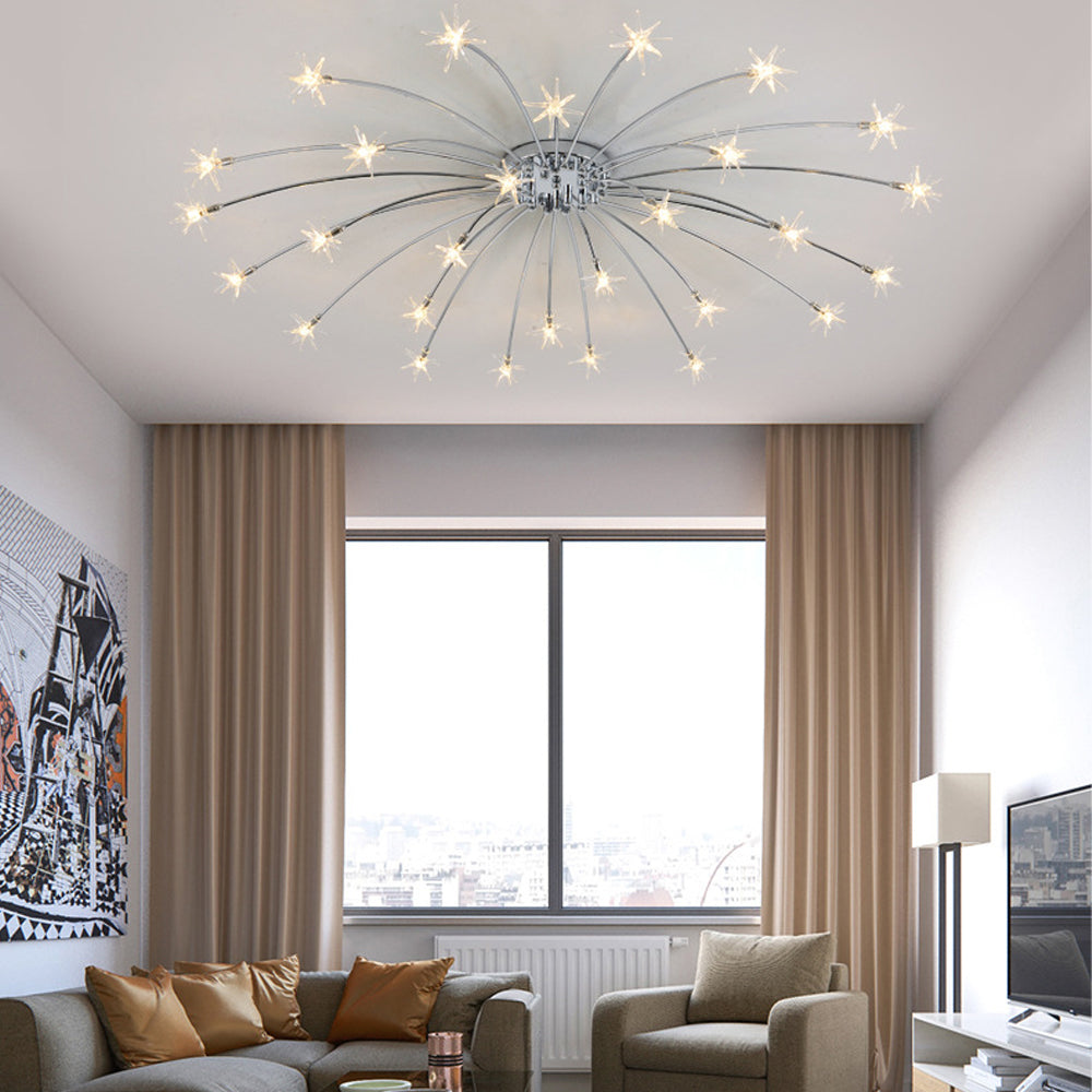 Modern LED-taklampa — utanpåliggande halvinfälld montering, metall och glas