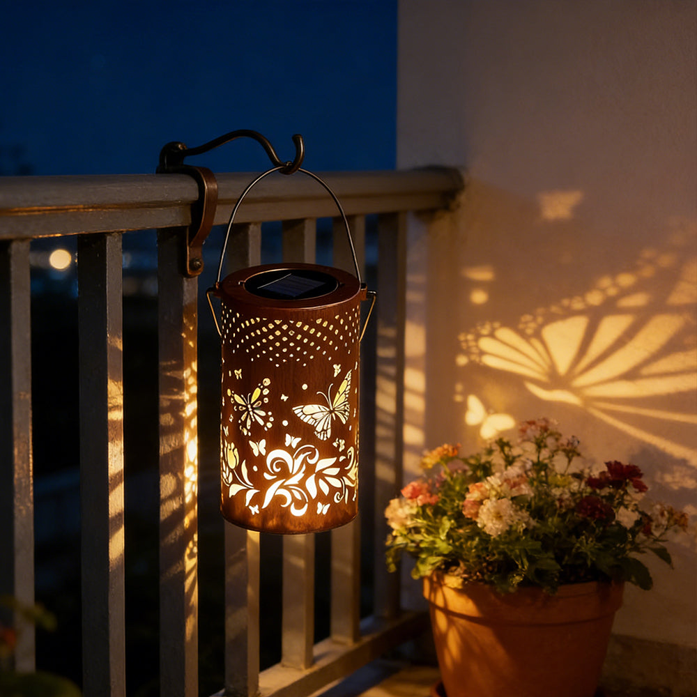 Lantaarn met led op zonne-energie — boompatroon, waterdicht volgens IP55