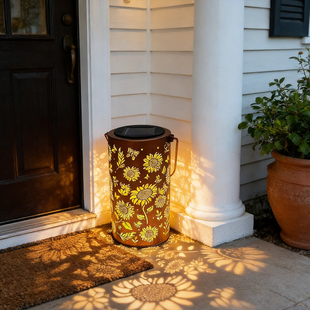 Lantaarn met led op zonne-energie — boompatroon, waterdicht volgens IP55