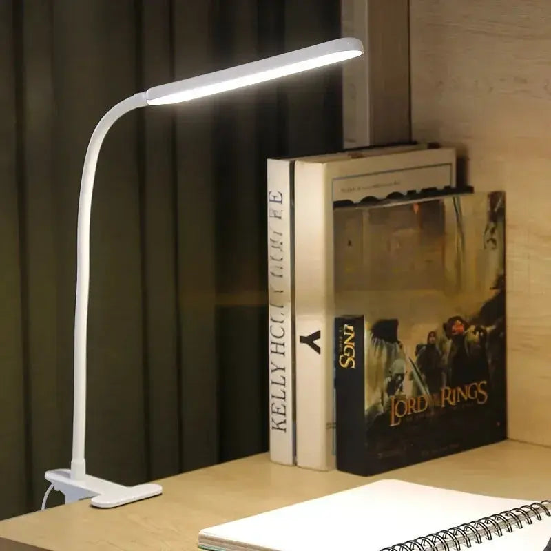 Lampă LED cu clips — gât flexibil, 3 culori de lumină, 10 niveluri