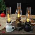 Vintage ledlantaarn — draadloos flikkerlicht, zwart/wit/brons
