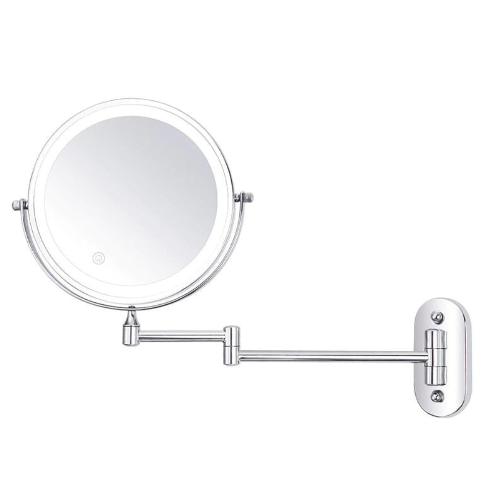 Espelho de maquilhagem com aumento e LED — Braço ajustável, carregamento USB