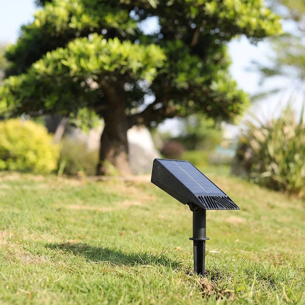 Foco solar LED para suelo - blanco cálido IP65, zoom inalámbrico ajustable