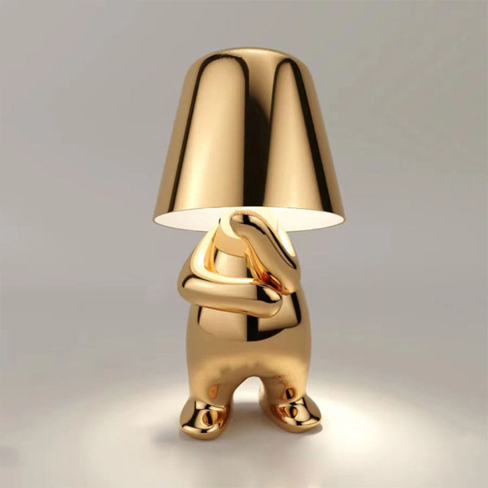 LED Table Lamp — Adjustable Brightness, Playful Tiny Man Silhouette, Compact Sculptural Form
