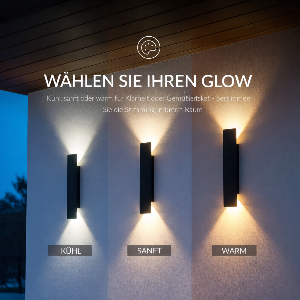 LED Outdoor Wall Lamp IP65 Aluminum Up/Down, Black, Warm White