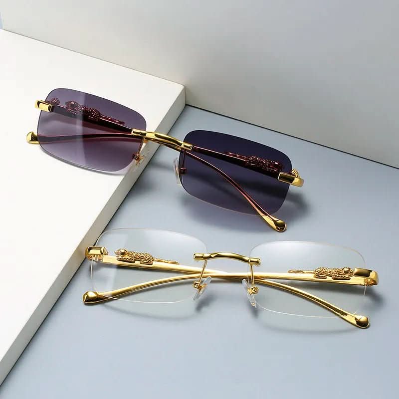 NovaShade randlose Sonnenbrille mit Leopardenkopf – UV400-Schutz, Unisex-Design