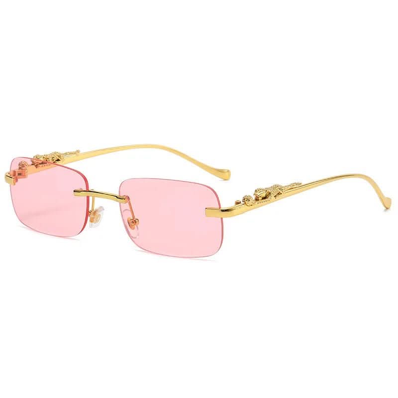 NovaShade randlose Sonnenbrille mit Leopardenkopf – UV400-Schutz, Unisex-Design
