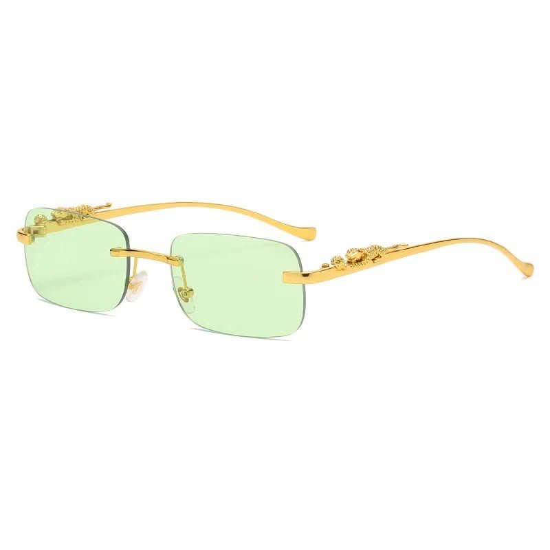 NovaShade randlose Sonnenbrille mit Leopardenkopf – UV400-Schutz, Unisex-Design