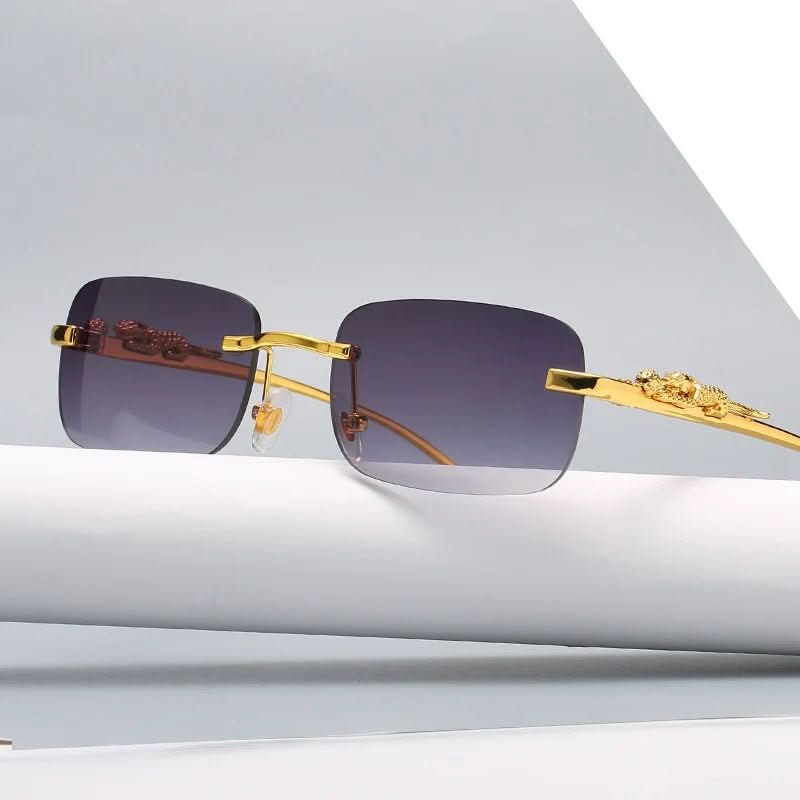 NovaShade randlose Sonnenbrille mit Leopardenkopf – UV400-Schutz, Unisex-Design