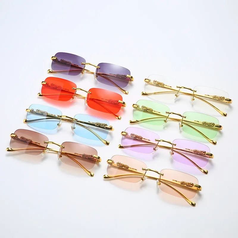 NovaShade randlose Sonnenbrille mit Leopardenkopf – UV400-Schutz, Unisex-Design