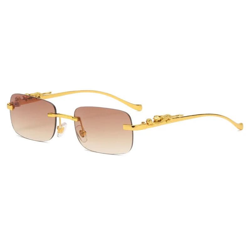 NovaShade randlose Sonnenbrille mit Leopardenkopf – UV400-Schutz, Unisex-Design