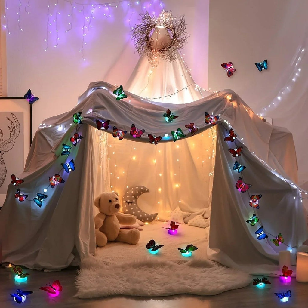 LumaWisp 3D LED Butterfly Wall Sticker — Cable-Free Decorative Glow