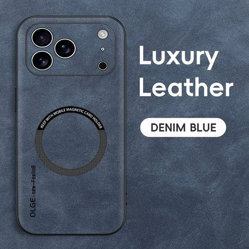 iPhone 11–17 Series Case — LuxGuard Premium Leather MagSafe Cover