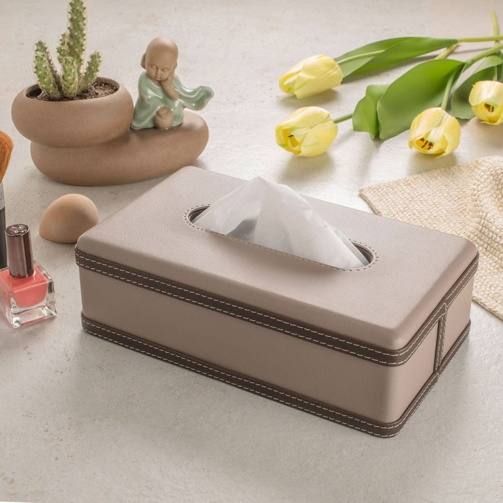 Aurora Elegant Handmade Faux Leather Tissue Holder Case — 23 × 12 × 9